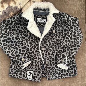 Kids Disney Jacket - Black and grey corduroy with white trim